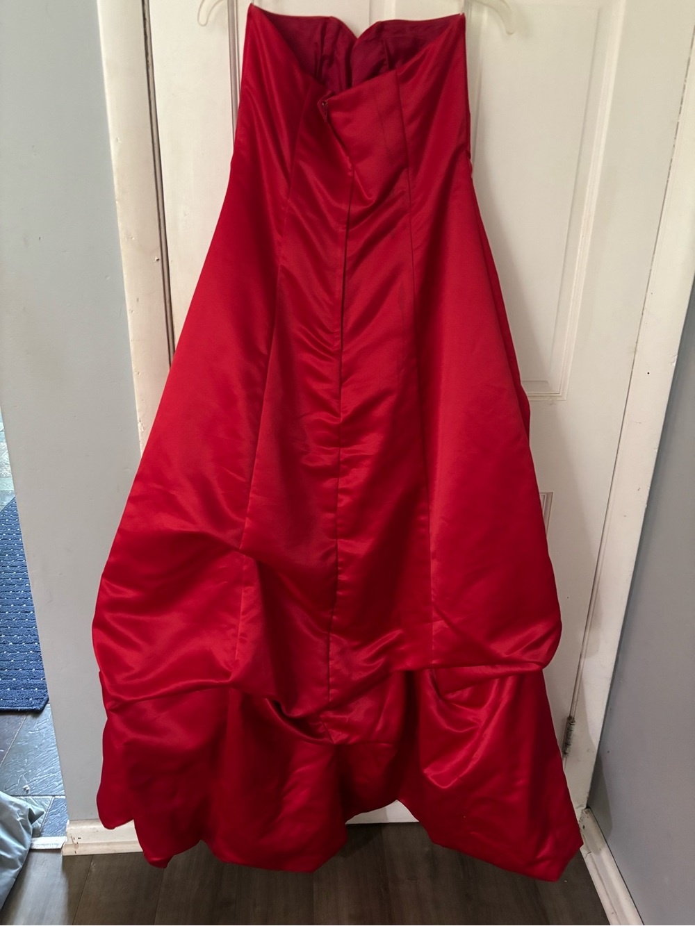 Jessica McClintock Strapless Red Satin Ball Gown Size 12 Y2K Vintage - Picture 2 of 9